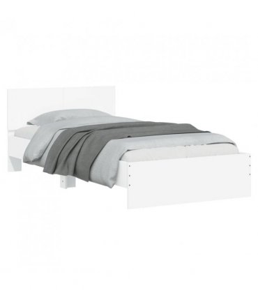 vidaXL Bed Frame without Mattress with Headboard White 100x200 cm — Size: 100 x 200 cm — V0672046359