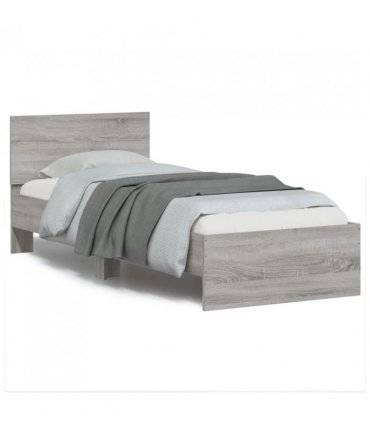 vidaXL Bed Frame without Mattress with Headboard Grey Sonoma 75x190 cm Small Single — Size: 75 x 190 cm — V0672046360