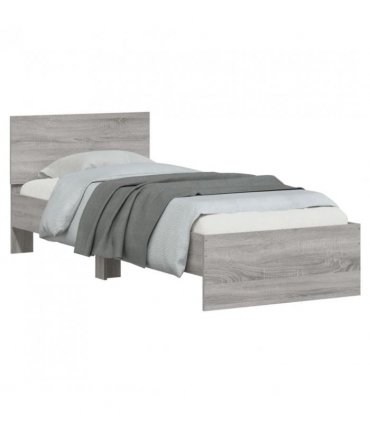 vidaXL Bed Frame without Mattress with Headboard Grey Sonoma 75x190 cm Small Single — Size: 75 x 190 cm — V0672046360