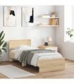 vidaXL Bed Frame without Mattress with Headboard Sonoma Oak 75x190 cm Small Single — Size: 75 x 190 cm