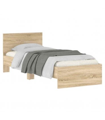 vidaXL Bed Frame without Mattress with Headboard Sonoma Oak 75x190 cm Small Single — Size: 75 x 190 cm