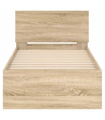 vidaXL Bed Frame without Mattress with Headboard Sonoma Oak 75x190 cm Small Single — Size: 75 x 190 cm