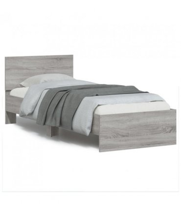 vidaXL Bed Frame without Mattress with Headboard Grey Sonoma 90x200 cm — Size: 90 x 200 cm — V0672046362