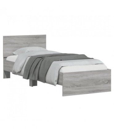 vidaXL Bed Frame without Mattress with Headboard Grey Sonoma 90x200 cm — Size: 90 x 200 cm — V0672046362