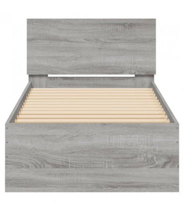 vidaXL Bed Frame without Mattress with Headboard Grey Sonoma 90x200 cm — Size: 90 x 200 cm — V0672046362