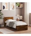 vidaXL Bed Frame without Mattress with Headboard Smoked Oak 90x190 cm Single — Size: 90 x 190 cm