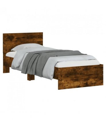 vidaXL Bed Frame without Mattress with Headboard Smoked Oak 90x190 cm Single — Size: 90 x 190 cm
