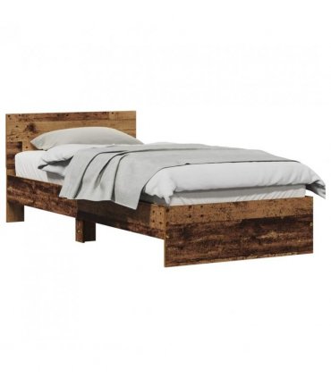 vidaXL Bed Frame with Headboard Old Wood 75 x 190 cm Engineered Wood