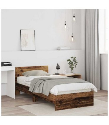 vidaXL Bed Frame with Headboard Old Wood 75 x 190 cm Engineered Wood