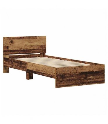vidaXL Bed Frame with Headboard Old Wood 75 x 190 cm Engineered Wood