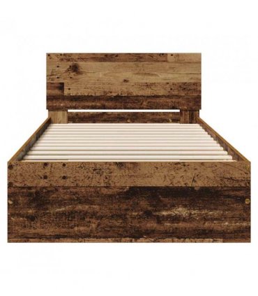 vidaXL Bed Frame with Headboard Old Wood 75 x 190 cm Engineered Wood