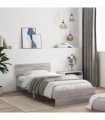 vidaXL Bed Frame without Mattress with Headboard Grey Sonoma 100x200 cm — Size: 100 x 200 cm — V0672046365