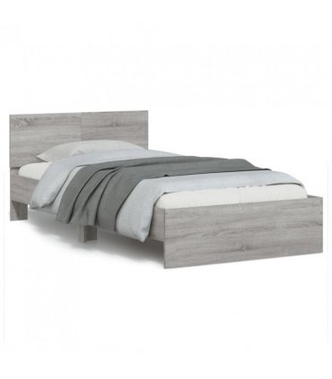 vidaXL Bed Frame without Mattress with Headboard Grey Sonoma 100x200 cm — Size: 100 x 200 cm — V0672046365