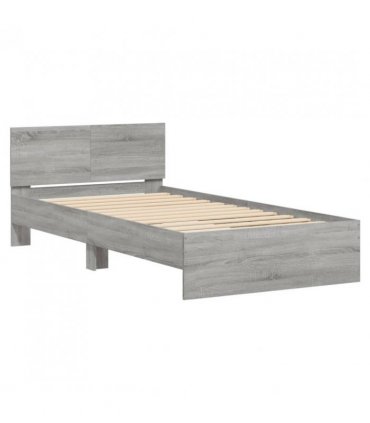 vidaXL Bed Frame without Mattress with Headboard Grey Sonoma 100x200 cm — Size: 100 x 200 cm — V0672046365