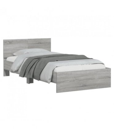 vidaXL Bed Frame without Mattress with Headboard Grey Sonoma 100x200 cm — Size: 100 x 200 cm — V0672046365