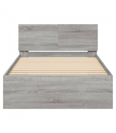vidaXL Bed Frame without Mattress with Headboard Grey Sonoma 100x200 cm — Size: 100 x 200 cm — V0672046365