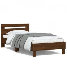vidaXL Bed Frame without Mattress with LED Lights Brown Oak 100x200 cm — Size: 100 x 200 cm