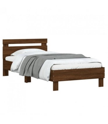 vidaXL Bed Frame without Mattress with LED Lights Brown Oak 100x200 cm — Size: 100 x 200 cm