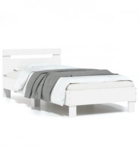 vidaXL Bed Frame without Mattress with LED Lights White 75x190 cm Small Single — Size: 75 x 190 cm