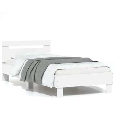 vidaXL Bed Frame without Mattress with LED Lights White 75x190 cm Small Single — Size: 75 x 190 cm