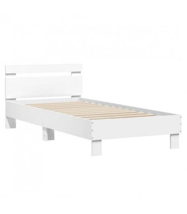 vidaXL Bed Frame without Mattress with LED Lights White 75x190 cm Small Single — Size: 75 x 190 cm