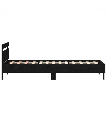 vidaXL Bed Frame with LED Black Oak 90 x 200 cm Engineered Wood