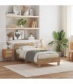 vidaXL Bed Frame with LED Artisan Oak 75 x 190 cm Engineered Wood