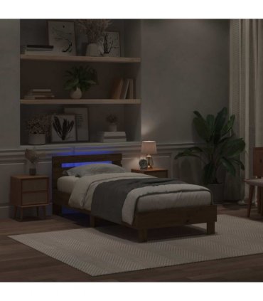 vidaXL Bed Frame with LED Artisan Oak 75 x 190 cm Engineered Wood