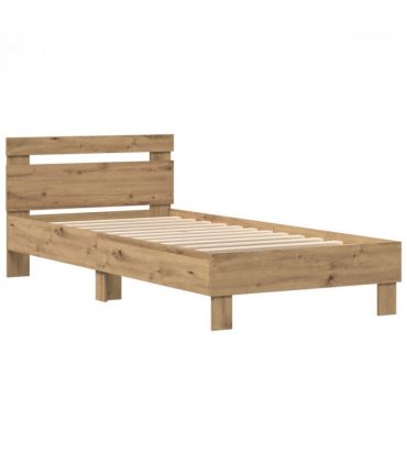 vidaXL Bed Frame with LED Artisan Oak 75 x 190 cm Engineered Wood