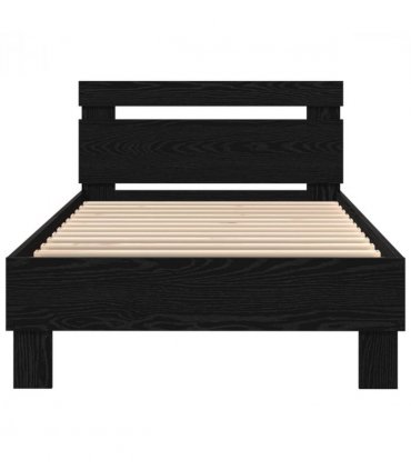 vidaXL Bed Frame with LED Black Oak 100 x 200 cm Engineered Wood