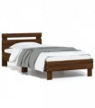 vidaXL Bed Frame without Mattress with LED Lights Brown Oak 75x190 cm Small Single — Size: 75 x 190 cm