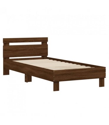 vidaXL Bed Frame without Mattress with LED Lights Brown Oak 75x190 cm Small Single — Size: 75 x 190 cm