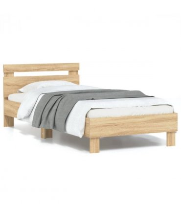 vidaXL Bed Frame without Mattress with LED Lights Sonoma Oak 90x200 cm — Size: 90 x 200 cm