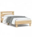 vidaXL Bed Frame without Mattress with LED Lights Sonoma Oak 90x200 cm — Size: 90 x 200 cm