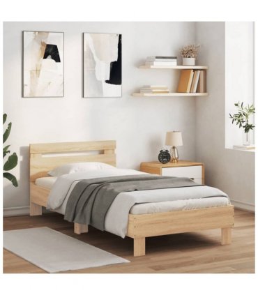 vidaXL Bed Frame without Mattress with LED Lights Sonoma Oak 90x200 cm — Size: 90 x 200 cm