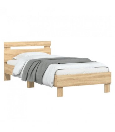 vidaXL Bed Frame without Mattress with LED Lights Sonoma Oak 90x200 cm — Size: 90 x 200 cm