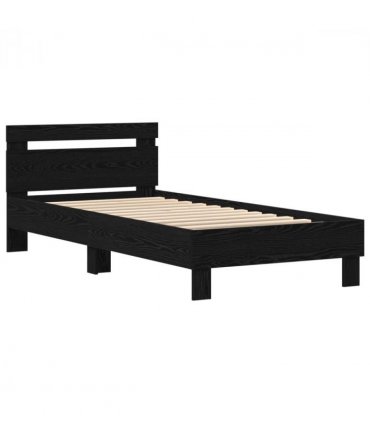 vidaXL Bed Frame with LED Black Oak 75 x 190 cm Engineered Wood