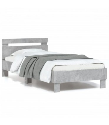 vidaXL Bed Frame without Mattress with LED Lights Concrete Grey 90x200 cm — Size: 90 x 200 cm