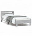 vidaXL Bed Frame without Mattress with LED Lights Concrete Grey 90x200 cm — Size: 90 x 200 cm