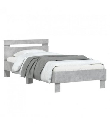 vidaXL Bed Frame without Mattress with LED Lights Concrete Grey 90x200 cm — Size: 90 x 200 cm