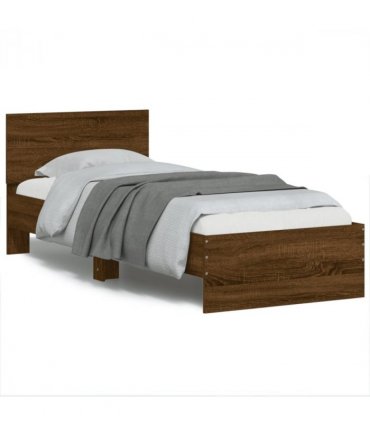 vidaXL Bed Frame without Mattress with LED Lights Brown Oak 75x190 cm Small Single — Size: 75 x 190 cm — V0672046402