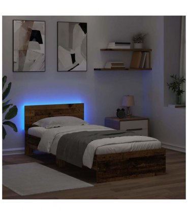 vidaXL Bed Frame with Headboard Old Wood 100 x 200 cm Engineered Wood