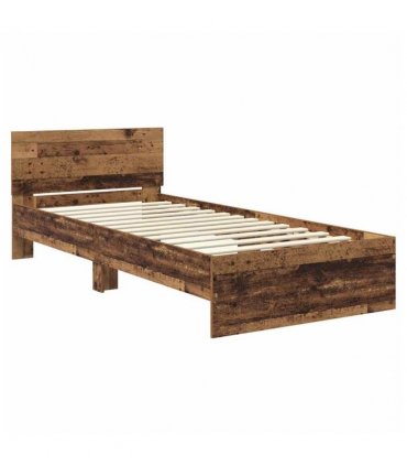 vidaXL Bed Frame with Headboard Old Wood 100 x 200 cm Engineered Wood
