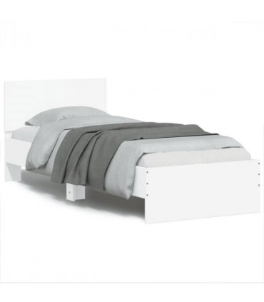 vidaXL Bed Frame without Mattress with LED Lights White 75x190 cm Small Single — Size: 75 x 190 cm — V0672046405