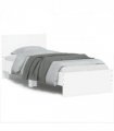 vidaXL Bed Frame without Mattress with LED Lights White 75x190 cm Small Single — Size: 75 x 190 cm — V0672046405