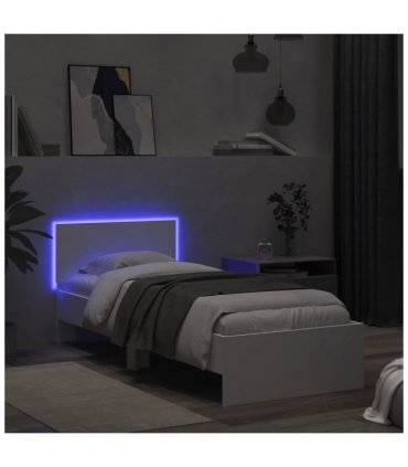vidaXL Bed Frame without Mattress with LED Lights White 75x190 cm Small Single — Size: 75 x 190 cm — V0672046405