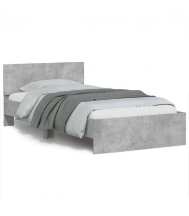 vidaXL Bed Frame without Mattress with LED Lights Concrete Grey 100x200 cm — Size: 100 x 200 cm