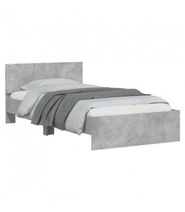 vidaXL Bed Frame without Mattress with LED Lights Concrete Grey 100x200 cm — Size: 100 x 200 cm