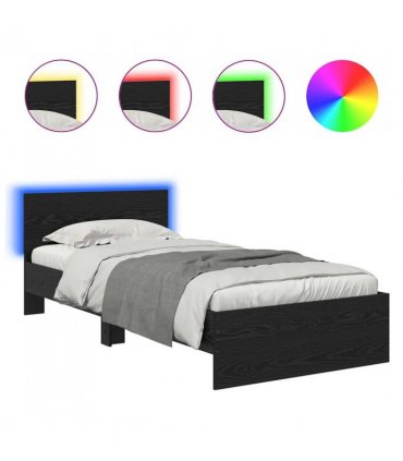 vidaXL Bed Frame with Headboard Black Oak 100 x 200 cm Engineered Wood