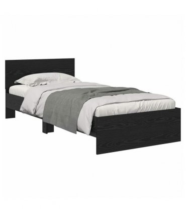 vidaXL Bed Frame with Headboard Black Oak 100 x 200 cm Engineered Wood